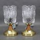 Pair of 1970s Lidokov mid-century table lamps with sculpted pressed glass shades