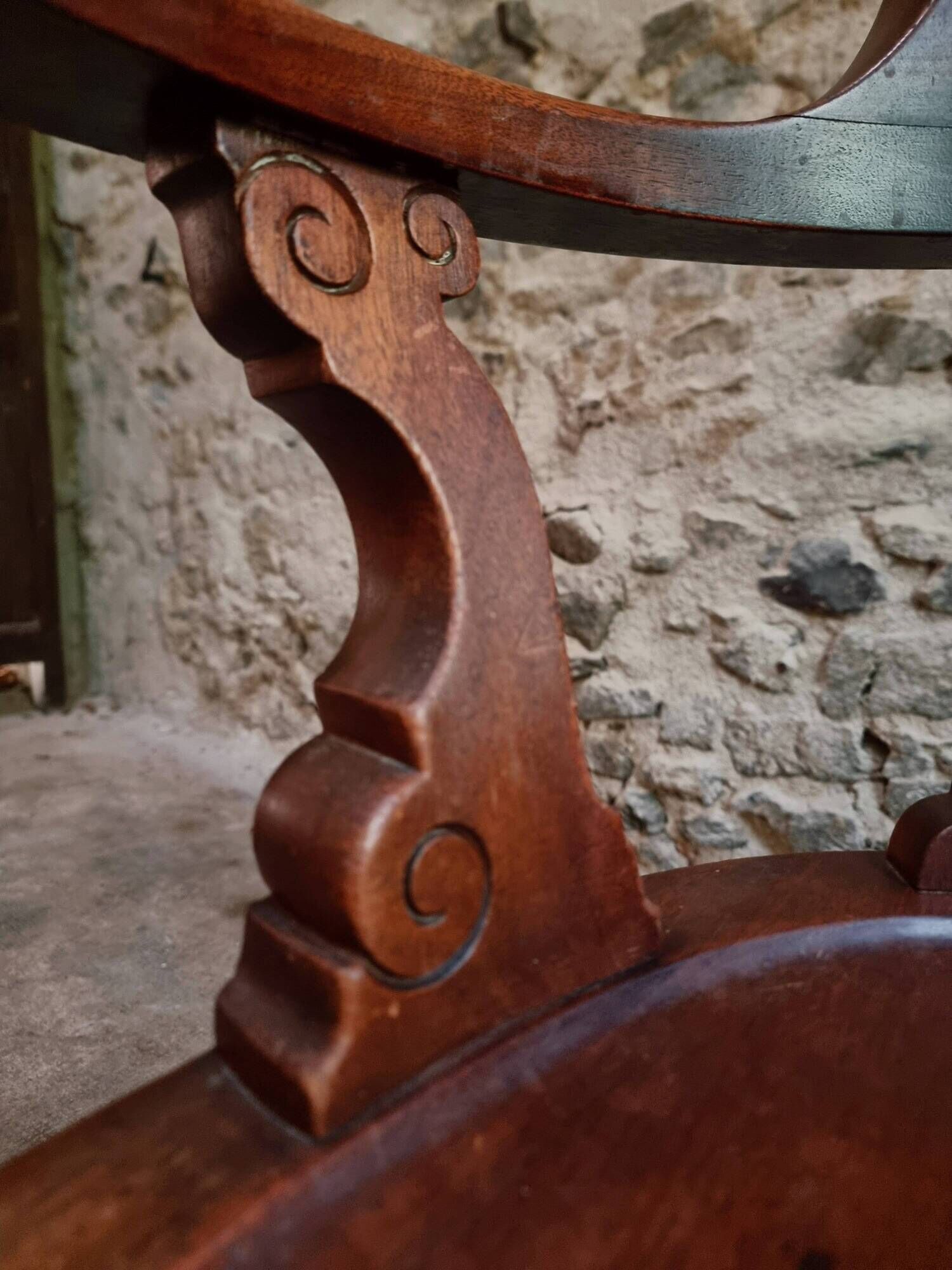 Antique wooden office chair – swivel captain's chair – walnut chair – early 1900s