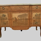 Commode a central jump in amaranth wood and rosewood XX century