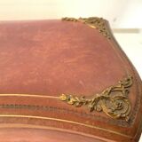 20th century leather jewelry and brass ornamentation box