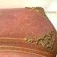 20th century leather jewelry and brass ornamentation box