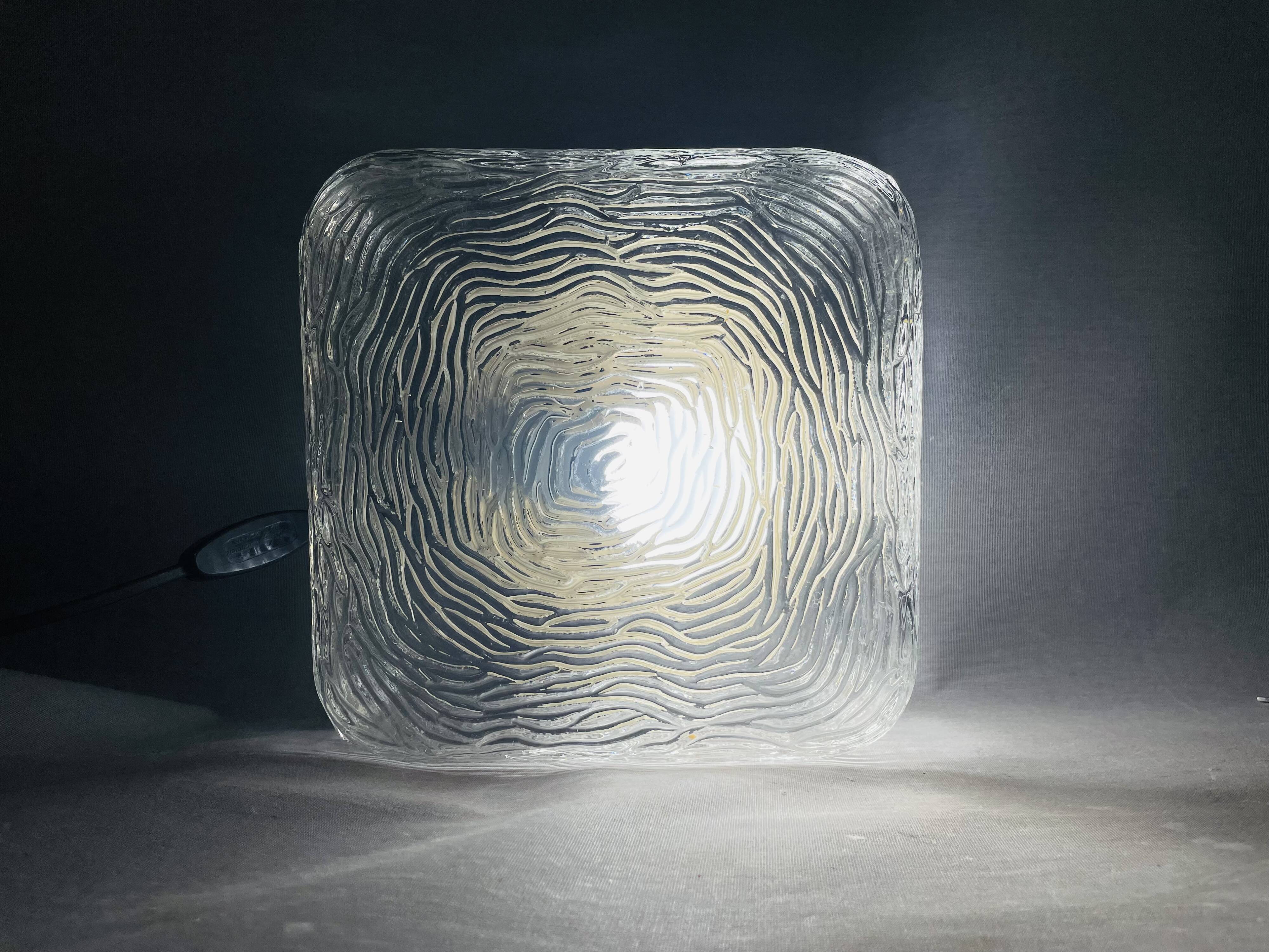 Square glass flush mounted ceiling or wall light