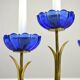 Bougeoirs en laiton massif et en verre artistique bleu cobalt par Gunnar Ander pour Ystad-Metall, Suède, années 1950.