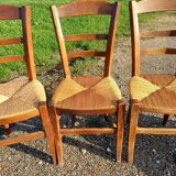 6 old straw chairs