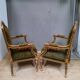 Pair of armchairs in gilded wood Louis XVI style
