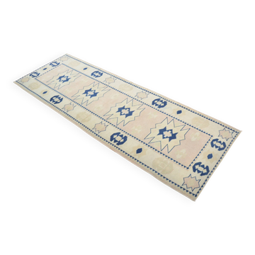 Tapis de couloir Oushak beige et bleu sku 3324