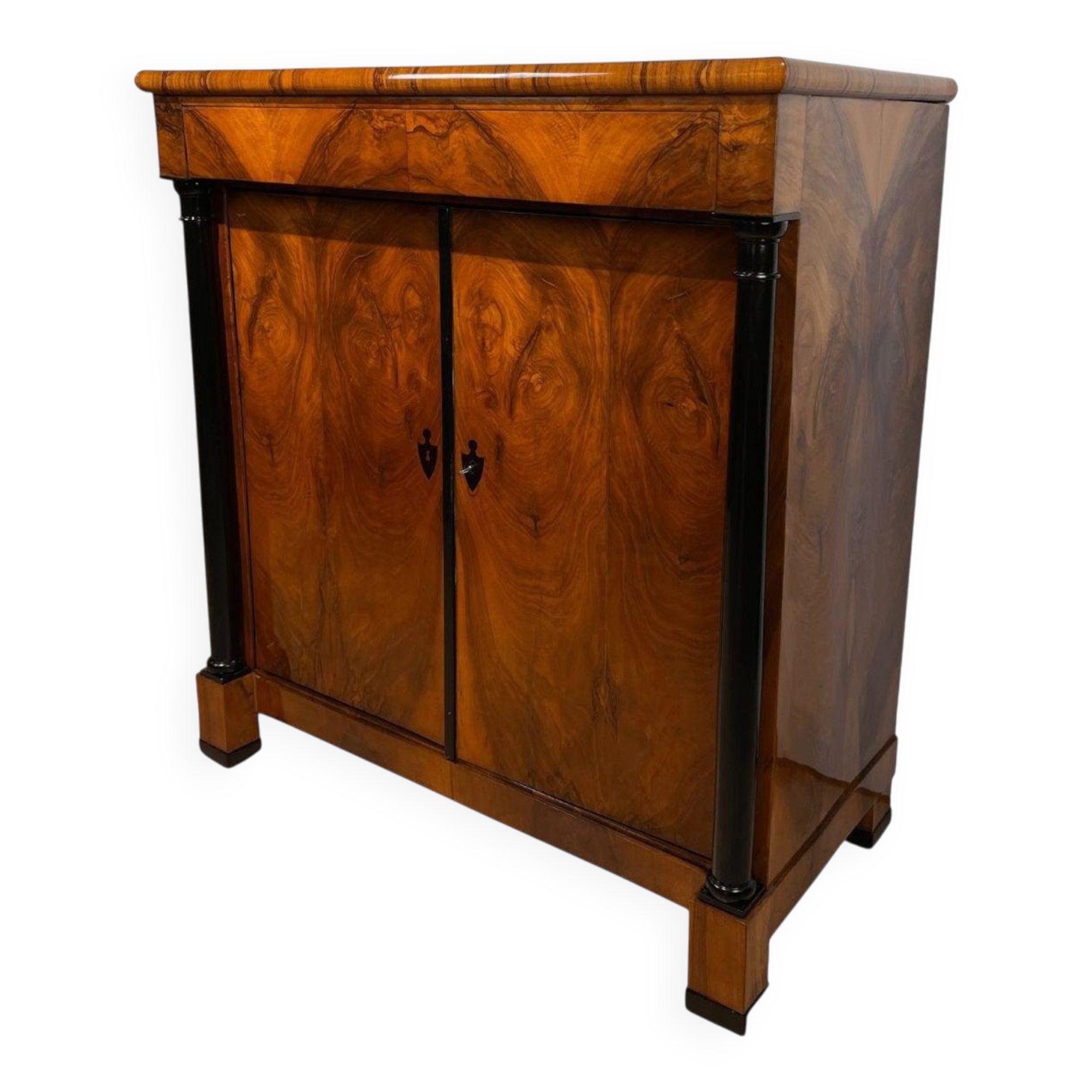 Large Biedermeier Half-Cabinet in Ebonized Walnut, South Germany, 1820