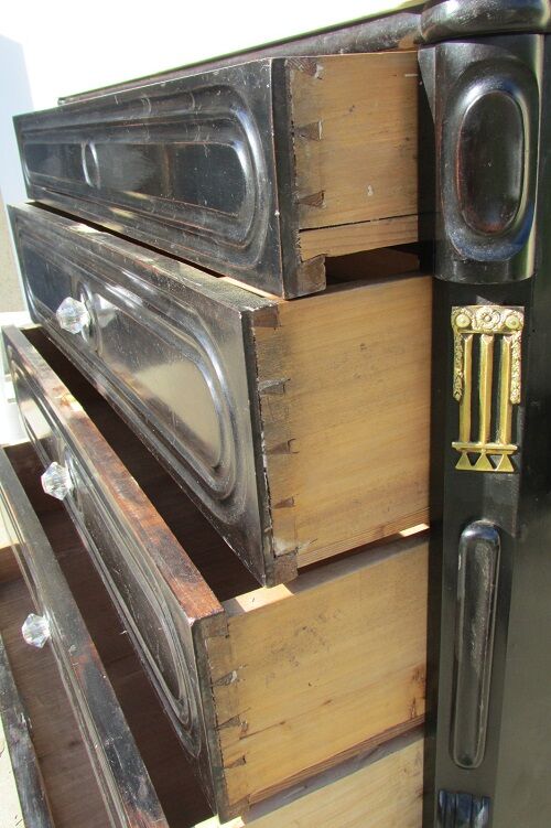 Napoleon III chest of drawers in blackened wood