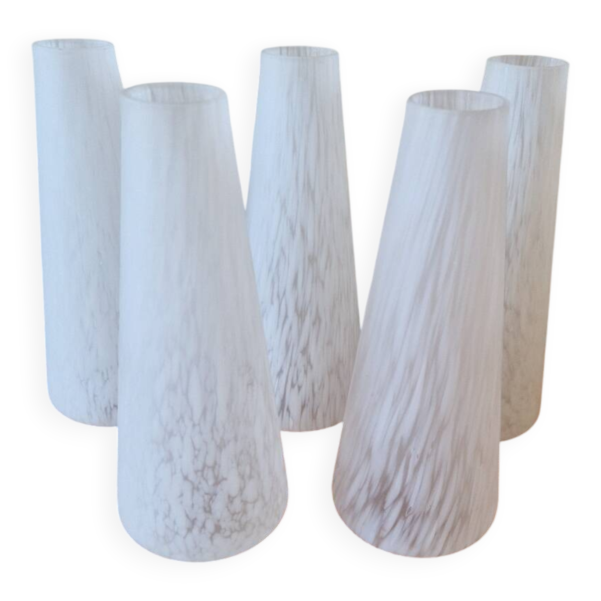 Set of 5 Opaline Tulips Clichy Speckled Glass