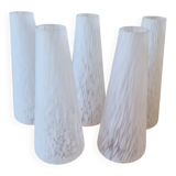 Set of 5 Opaline Tulips Clichy Speckled Glass