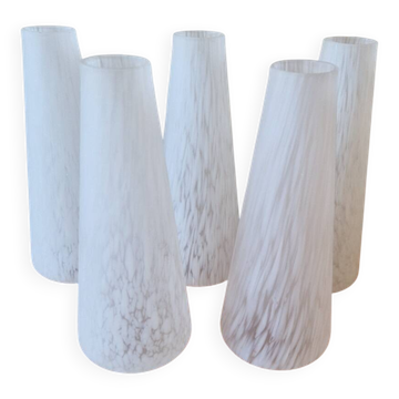 Lot De 5 Tulipes Opaline Clichy Verre Moucheté