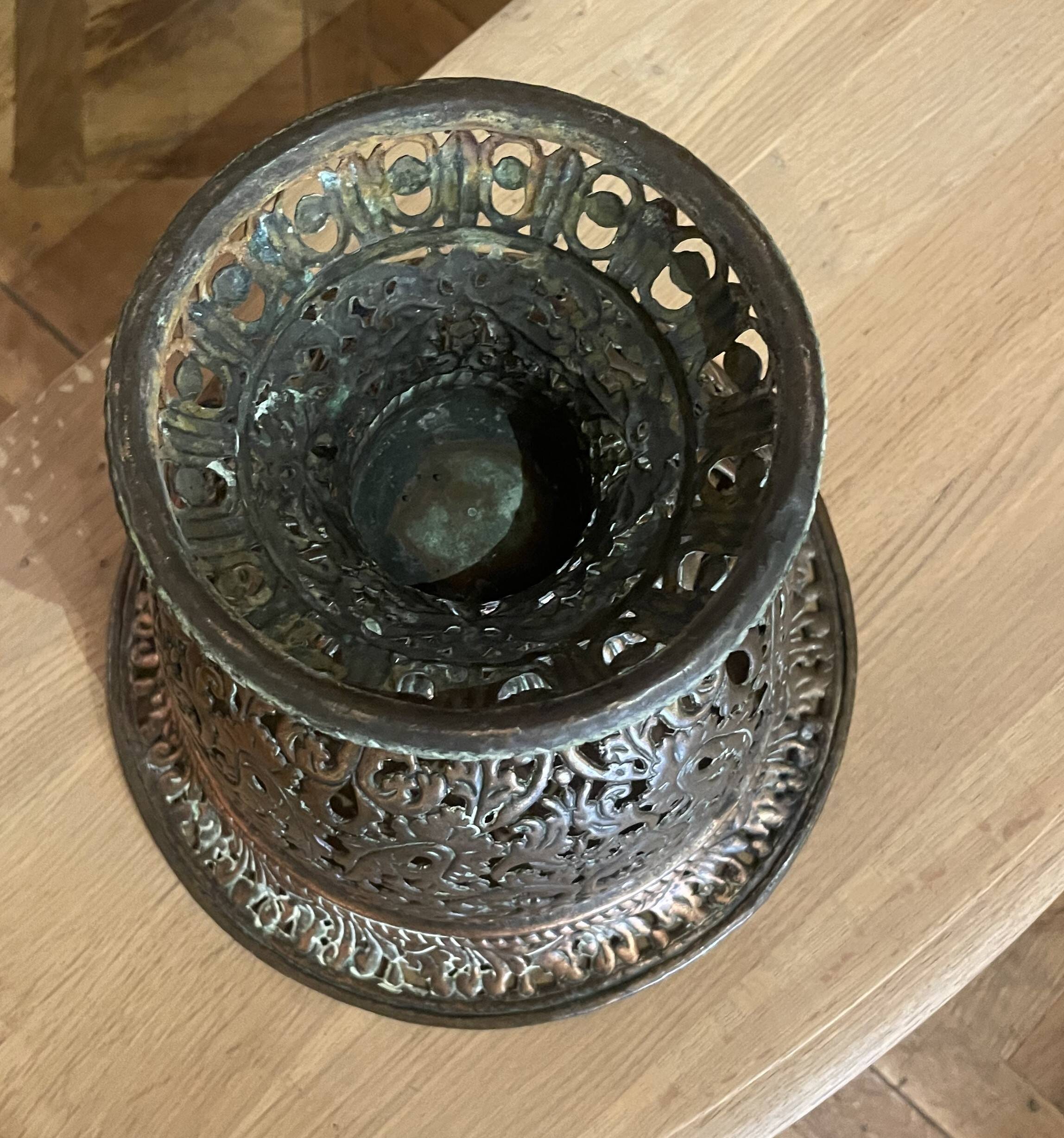 17th century Italian chased bronze cup or urn