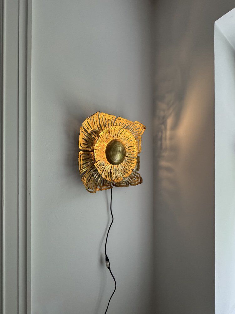 Brass sun wall sconce by Svend Aage Sørensen, Denmark, 1960s, brutalist
