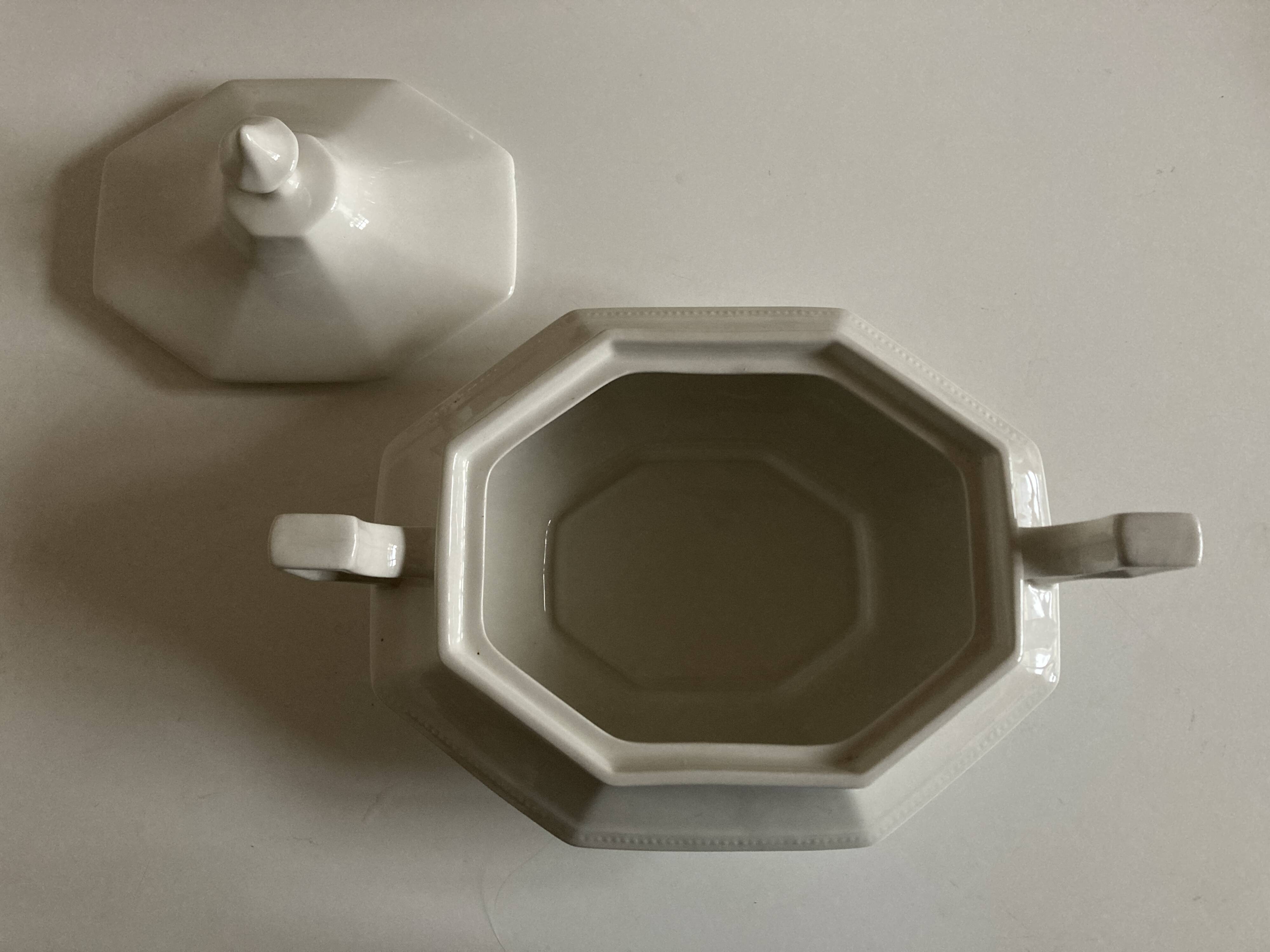 Neo Classic Greek Revival Octagonal Beaded English Earthenware Centerpiece