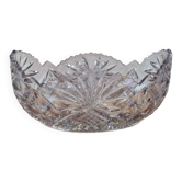 Large vintage oval cut amethyst glass bowl