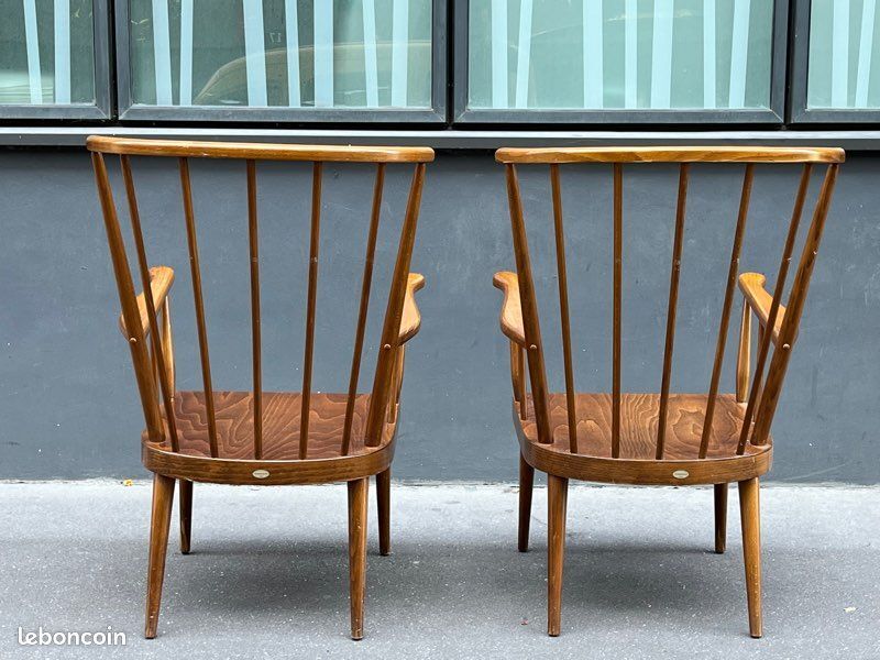 Pair of vintage baumann armchairs