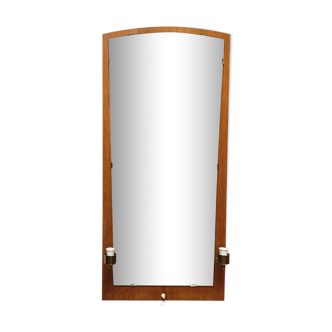 Scandinavian teak wall mirror with two side lights, 1950s