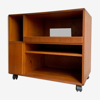 Danish storage cabinet Komfort on teak and rosewood wheels