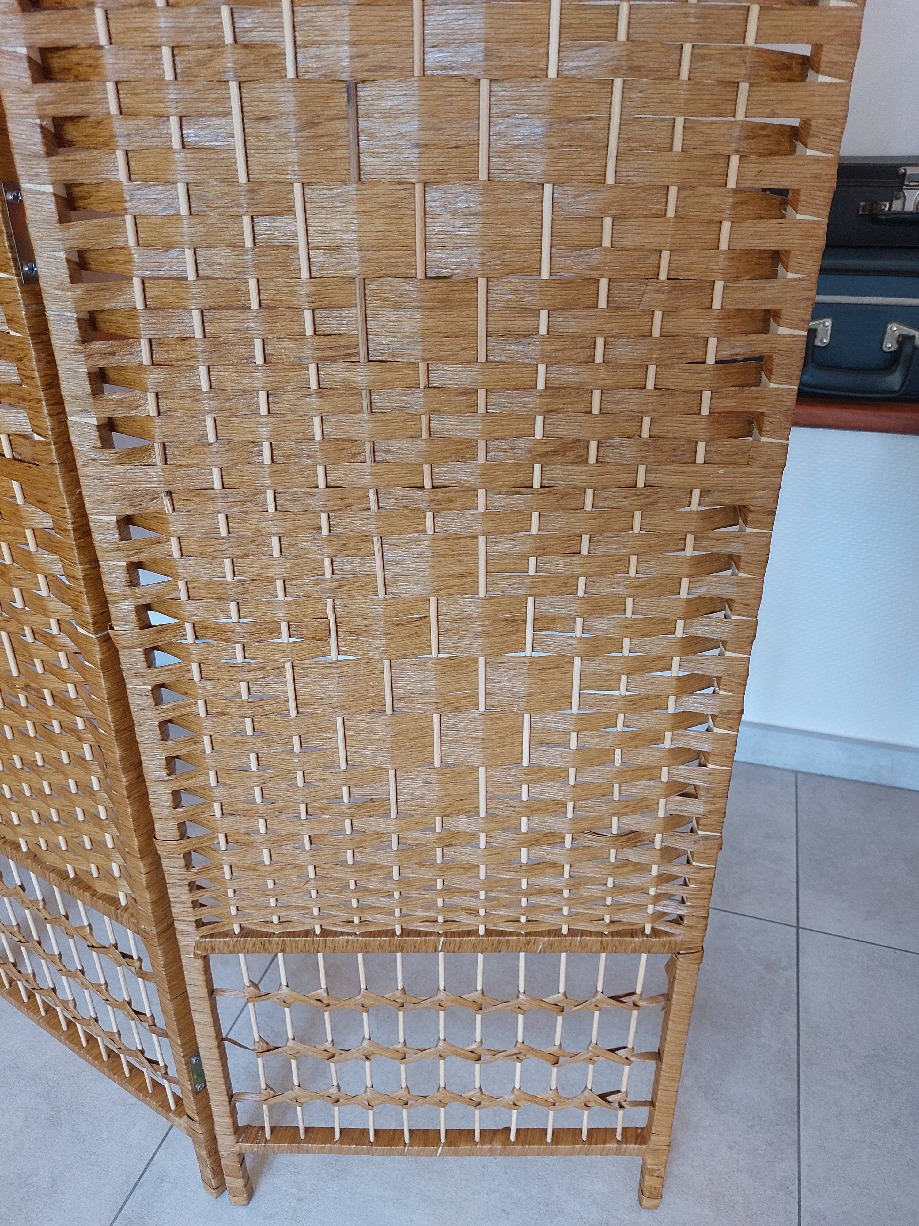 wicker, rattan screen, 5 panels