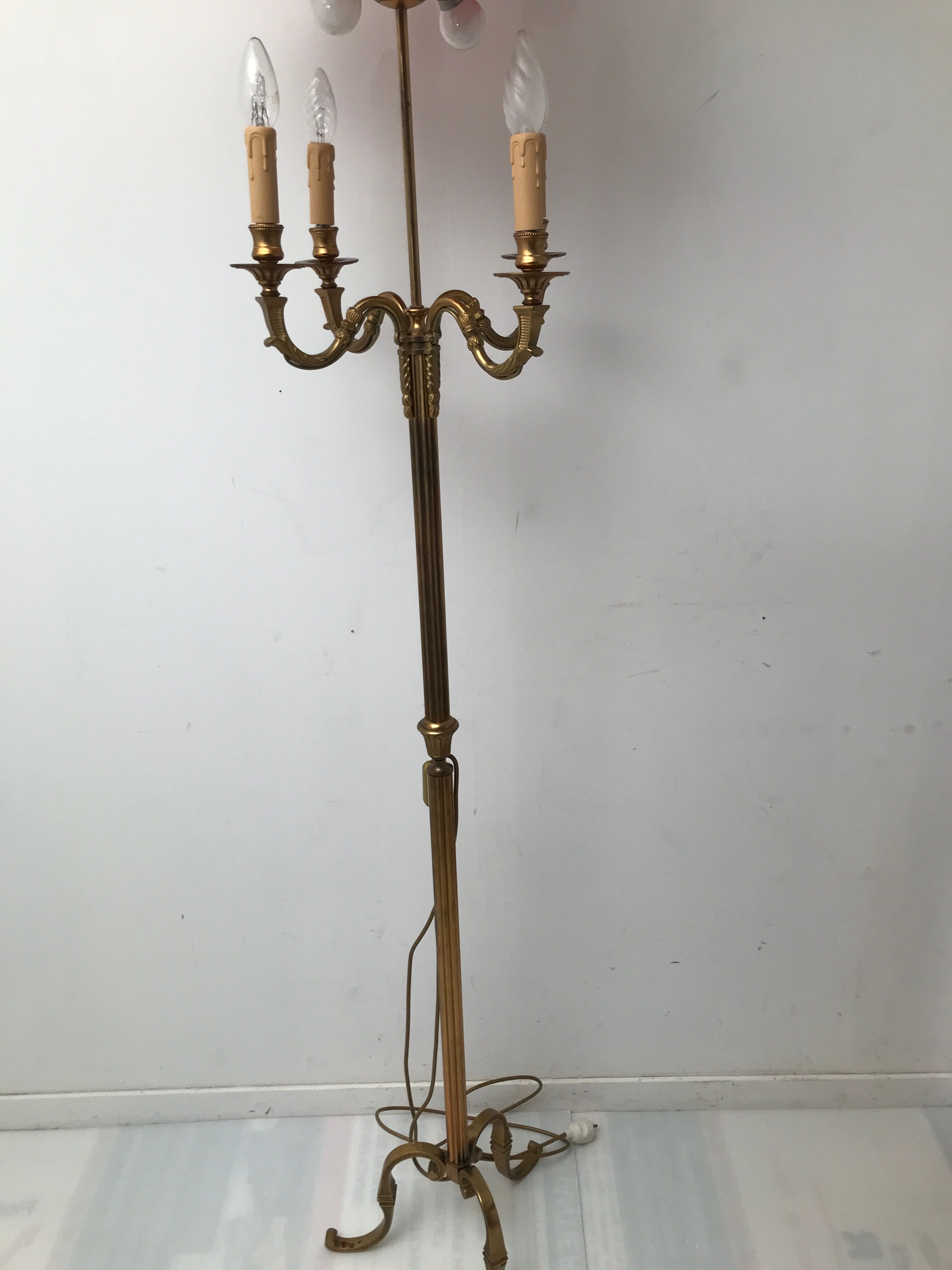 Vintage Louis XV style bronze tripod lamp