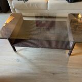 Coffee table rattan wicker glass