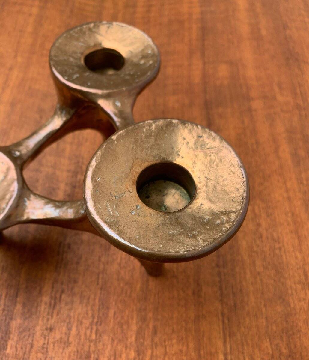 Vintage German brutalist metal candlestick by Harjes