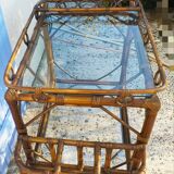 Bamboo serving trolley with wheels