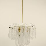 Frosted glass and brass chandelier by Kinkeldey, Germany, 1960s.