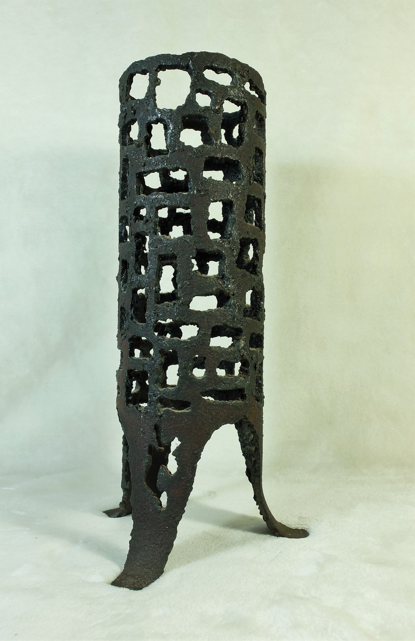 Marcello Fantoni brutalism metal lamp, 1960's