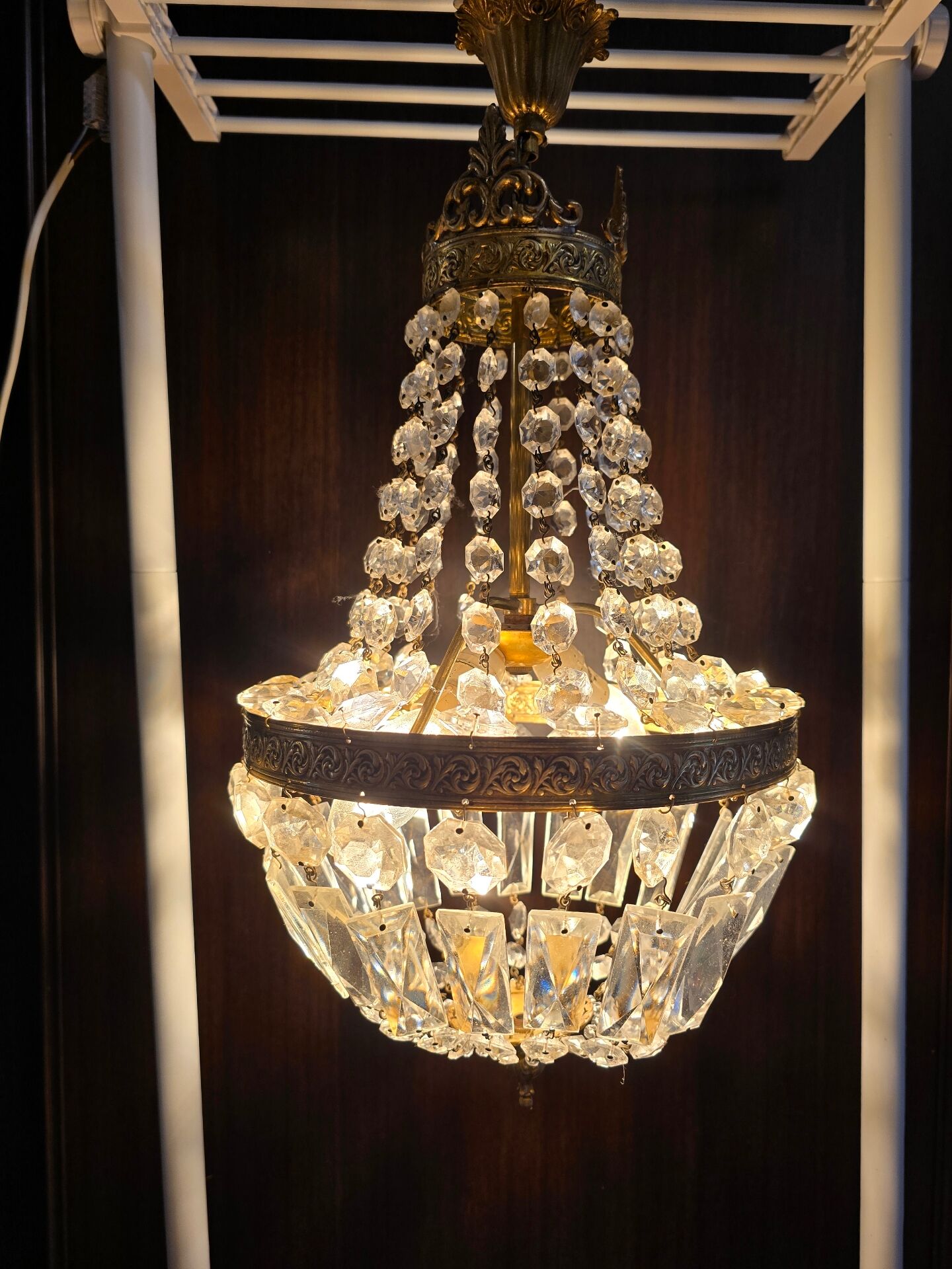 Lustre montgolfière verre et laiton
