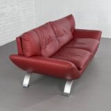 Italian design 3-seater sofa in leather and metal
