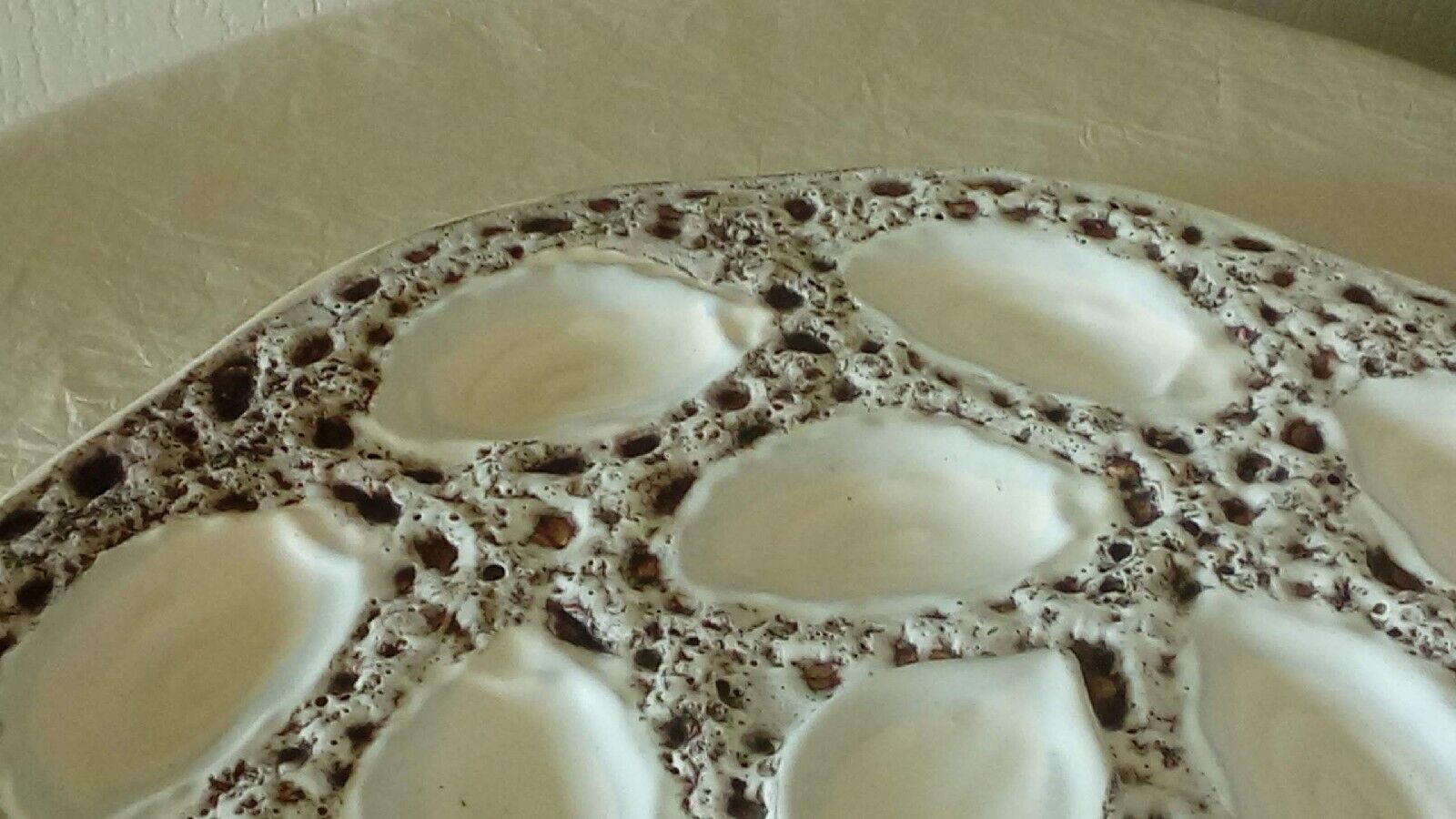 Vintage Vallauris Fat Lava ceramic oyster plate dish