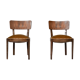 Vintage walnut chairs with studs & straps and springs in velvet, italy, 1920s, set of 2