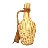 Antique wicker glass bottle scoubidou vintage 1960 Kirsch Cusenier