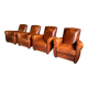 Lot de 4 fauteuils club, Cognac