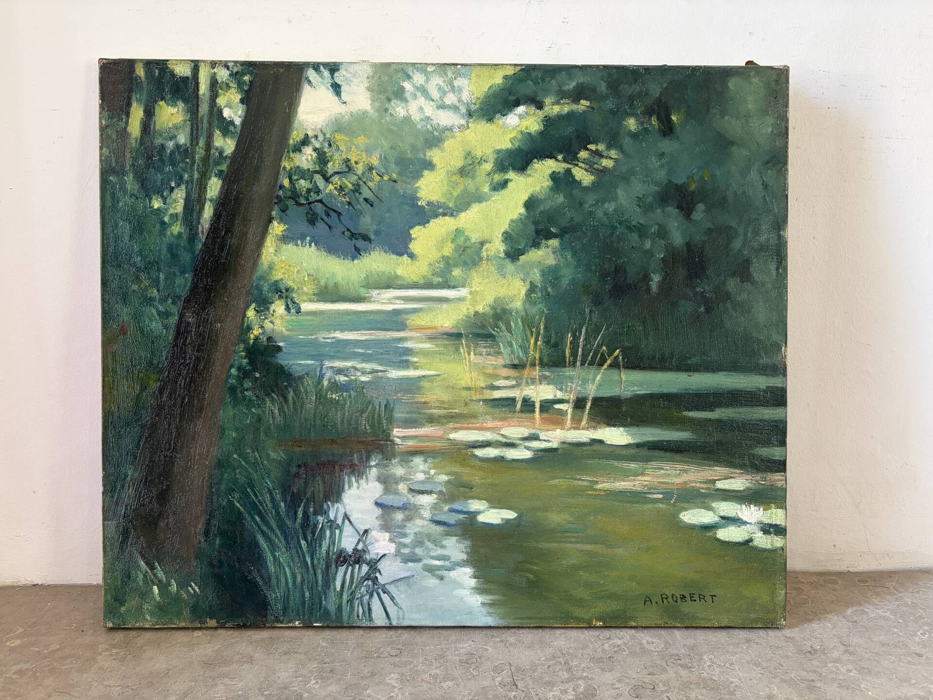 Lac aux nénuphars, huile sur toile