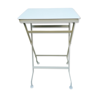 White metal side table