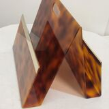 Porte-revues en méthacrylate et laiton Italie années 1970.