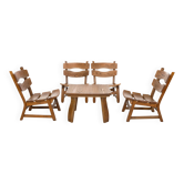 Ensemble de 4 chaises longues et table basse par Dittmann & Co pour AWA, Pays-Bas, années 1960