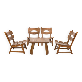 Ensemble de 4 chaises longues et table basse par Dittmann & Co pour AWA, Pays-Bas, années 1960