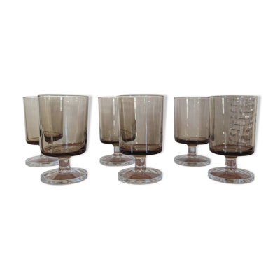 Suite de 6 verres fumés années 70