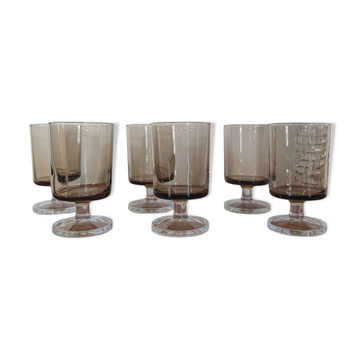 Suite de 6 verres fumés années 70