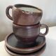 Pair of stoneware breakfast cups signed 1970