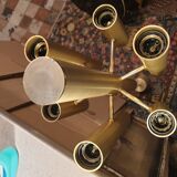 Gold metal pendant chandelier, Italy - 1970