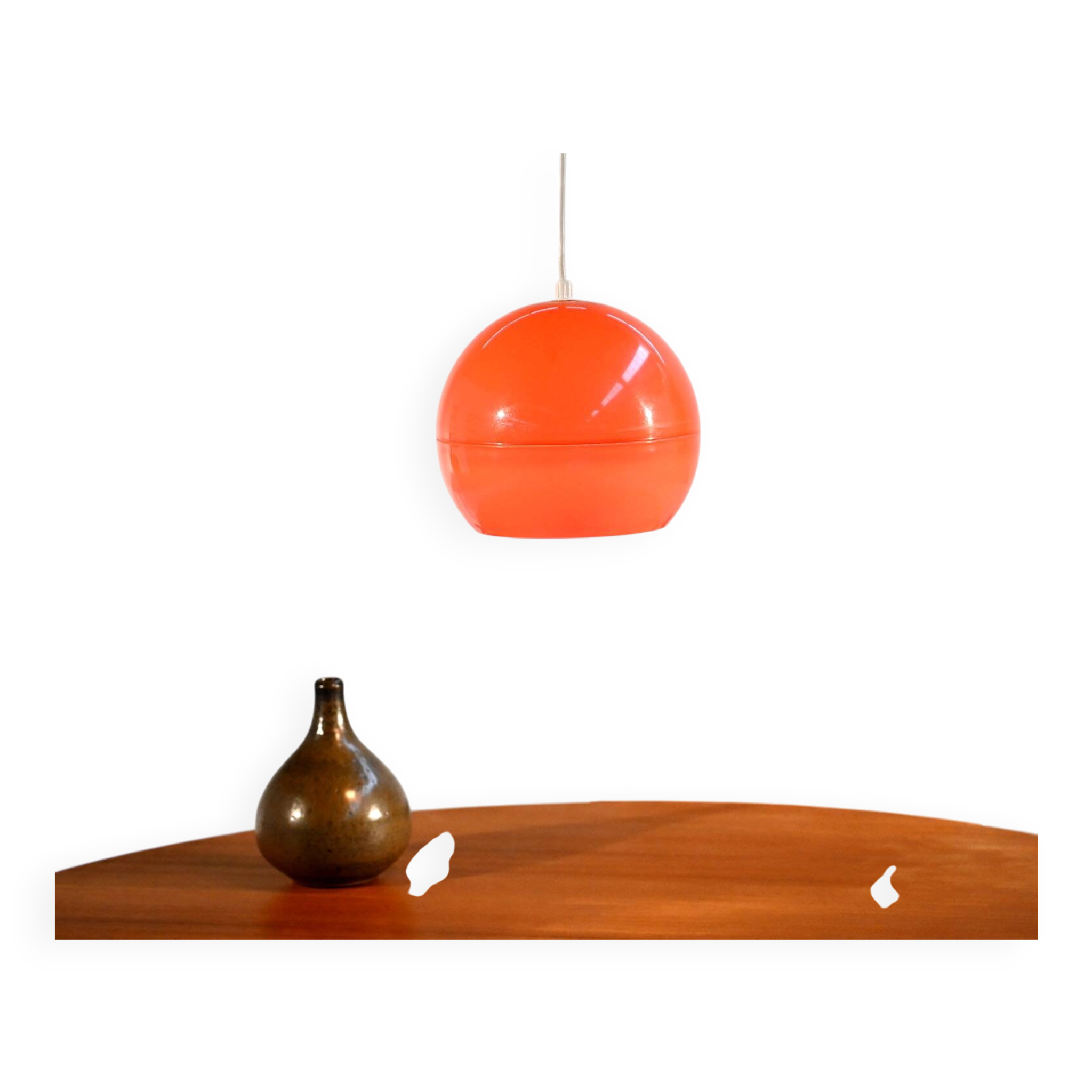 Space Age style ceiling lamp in organge plastic, 1960s