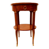 Oval pedestal table in veneer wood and black wood net 20th century