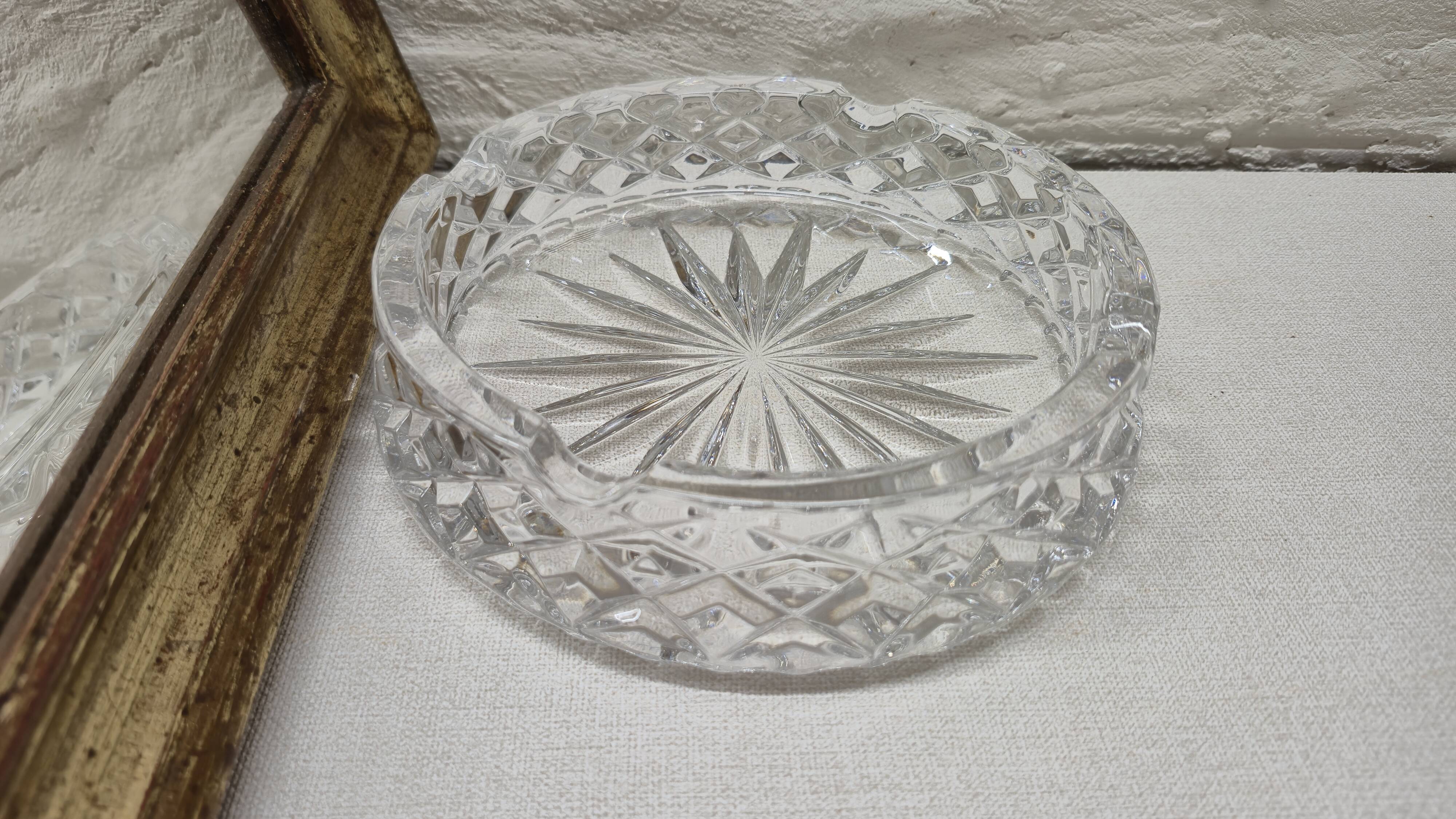 Chiseled glass ashtray