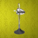 Space Age floor ashtray - chrome steel and cast iron with a rotating system, 1970s Mettawa style.