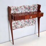 Ebonized Beech and Rose-Patterned Fabric Console with a Drawer, Italy