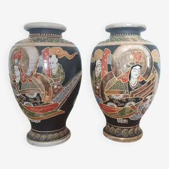 Paire de vases Satsuma XXeme siècle